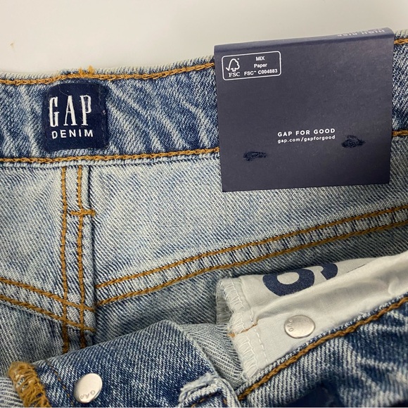 Gap Indigo Destroyed Style Button Down Jean Shorts Women’s 26 High Rise 3” Short - Picture 3 of 7